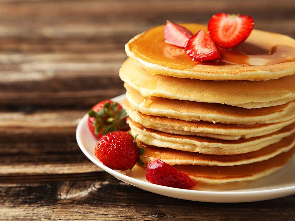 Pancakes with strawberry toppings