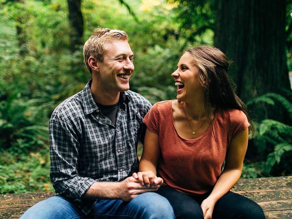 Couple laughing together