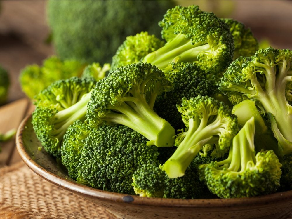 Broccoli in wooden bowl