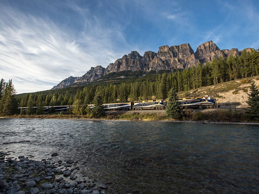 Castle Mountain and Rocky Mountaineer