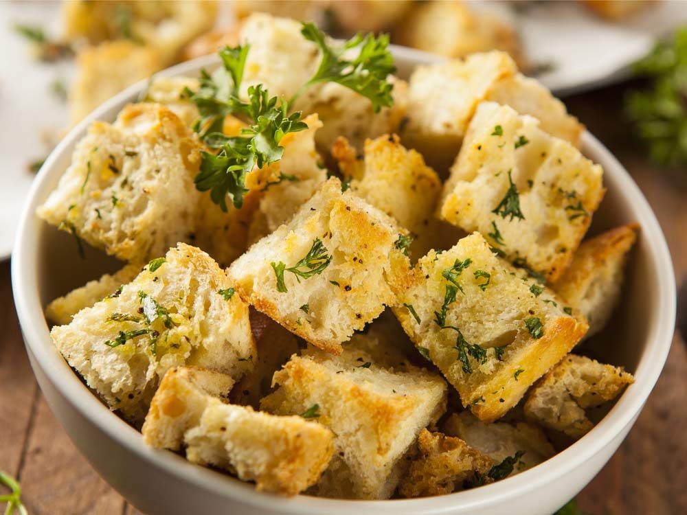 Use leftover buns to create croutons