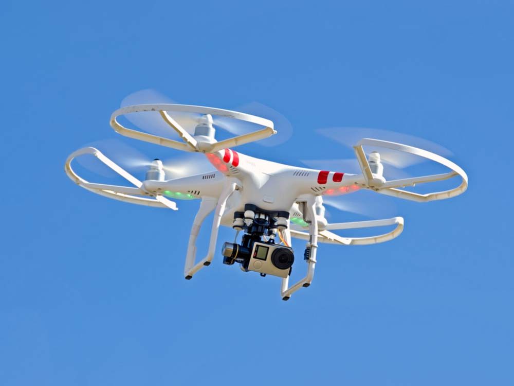 Drone camera in sky