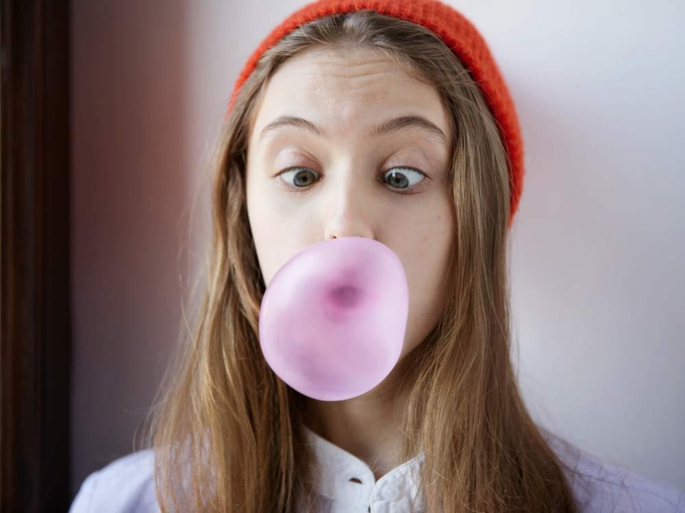 Blowing gum bubble