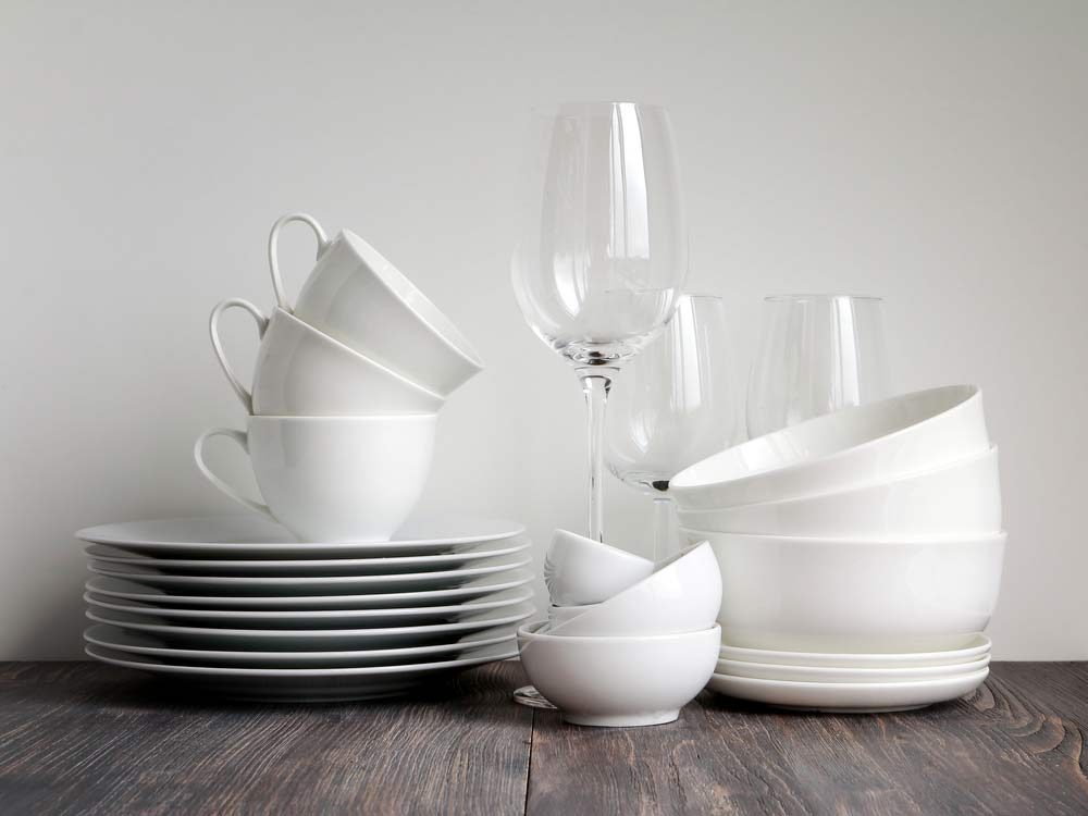 White dishware and cups