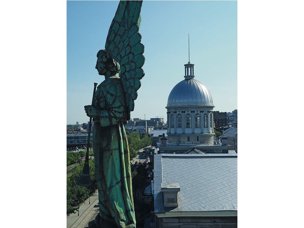 Angel adorning the roof of the Notre Dame-de-Bon-Secours chapel