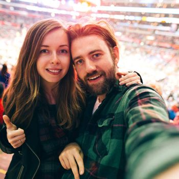 Couple at sports game