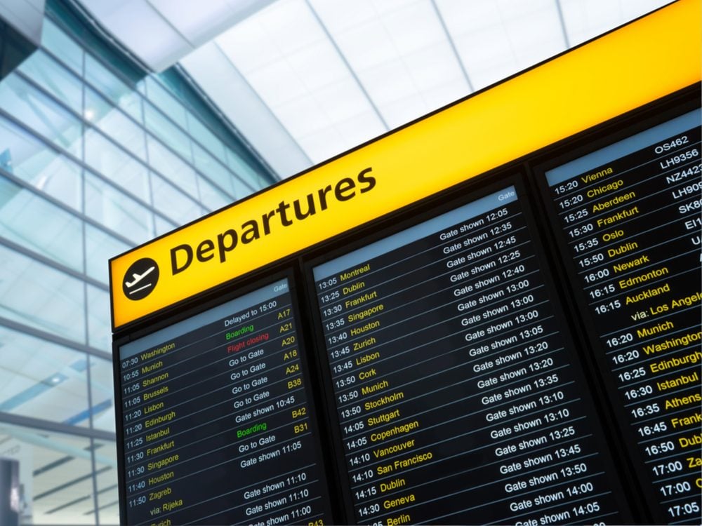 Check airport monitors for updated flight information