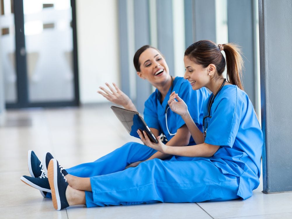 Nurses watch Grey's Anatomy and laugh