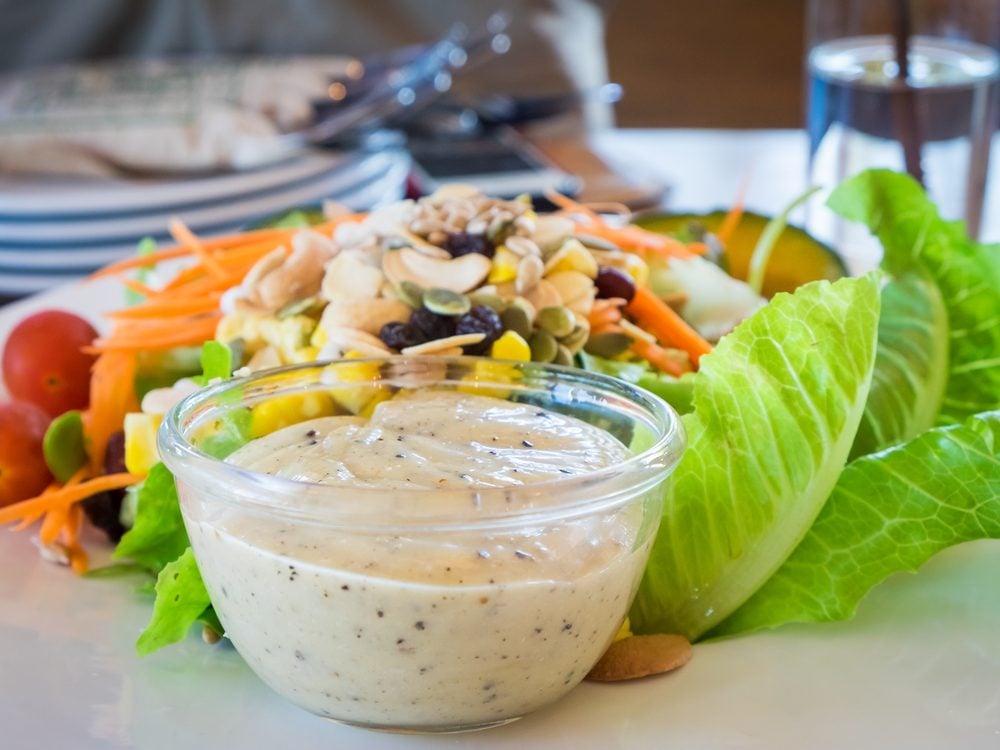 Ranch dressing is an unhealthy condiment choice.