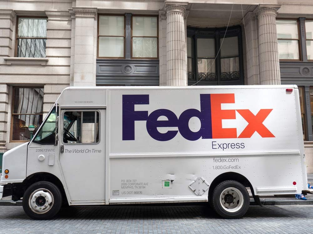 FedEx logo on truck