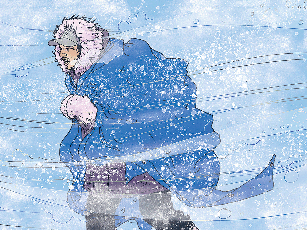 With other way home, Koono must cross the tundra by foot.