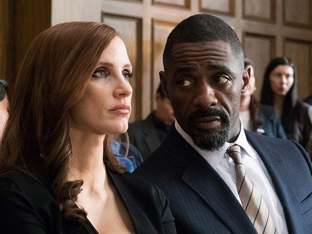 Jessica Chastain and Idris Elba in "Molly's Game"