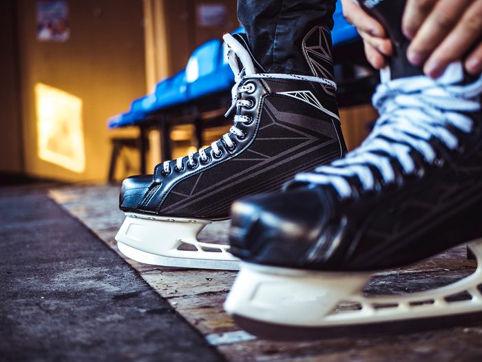 Canadian hockey slang - lacing up hockey skates