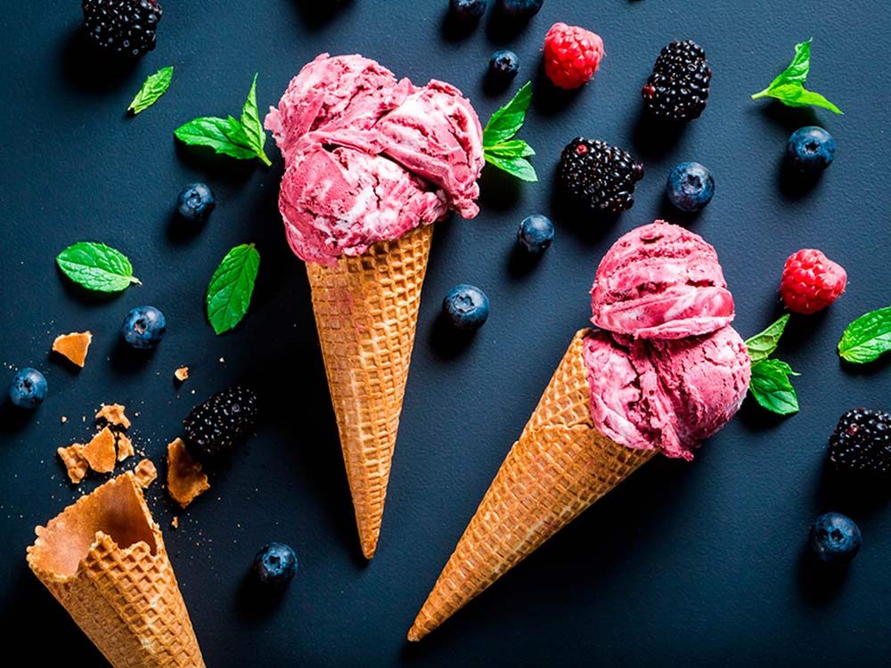 Cherry ice cream cones