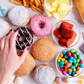 What happens when you eat too much sugar - sugary sweet snacks and donuts