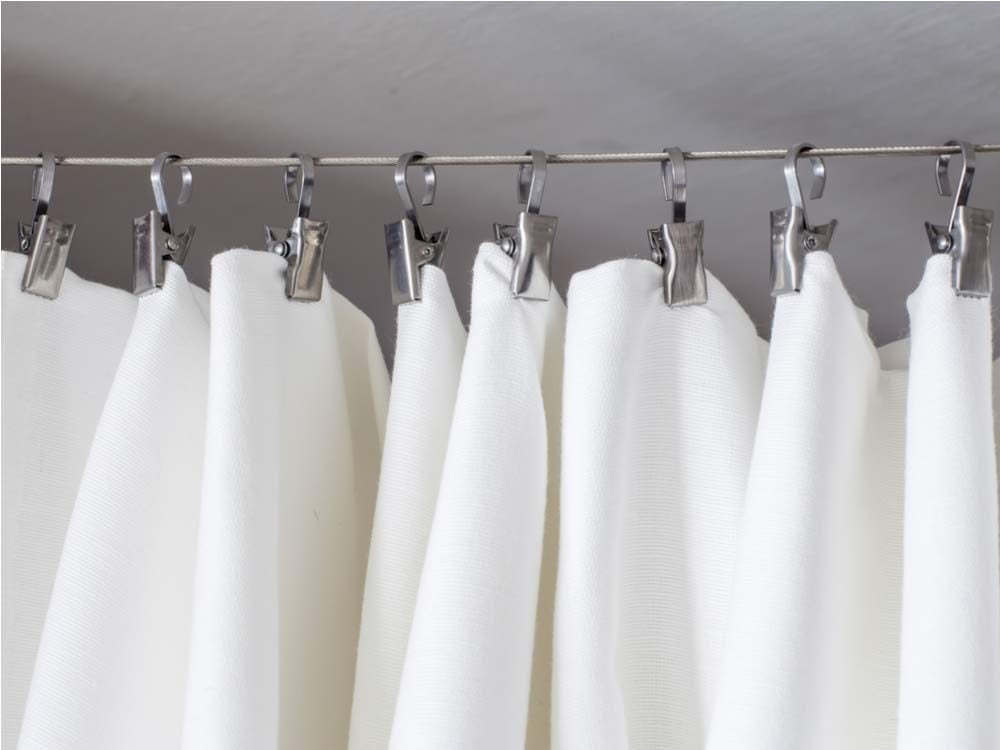 White shower curtains