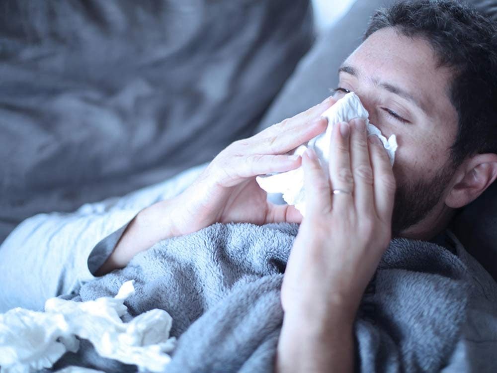 Man with case of flu