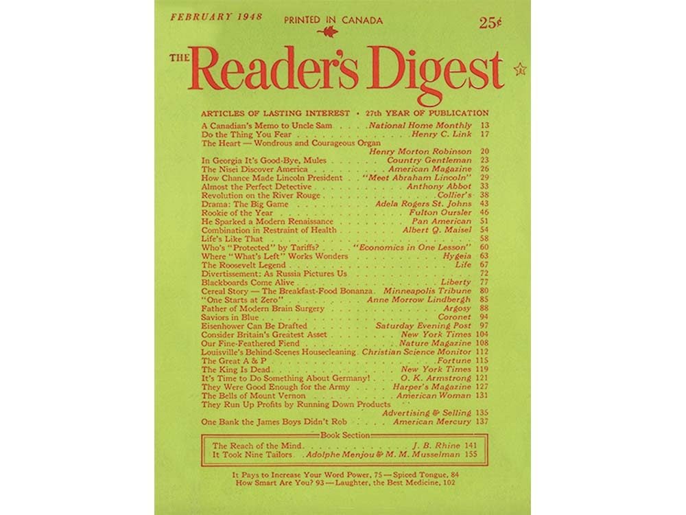 First issue of Reader's Digest Canada