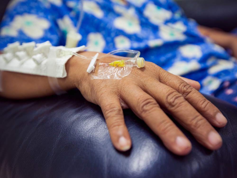 Woman undergoing chemotherapy