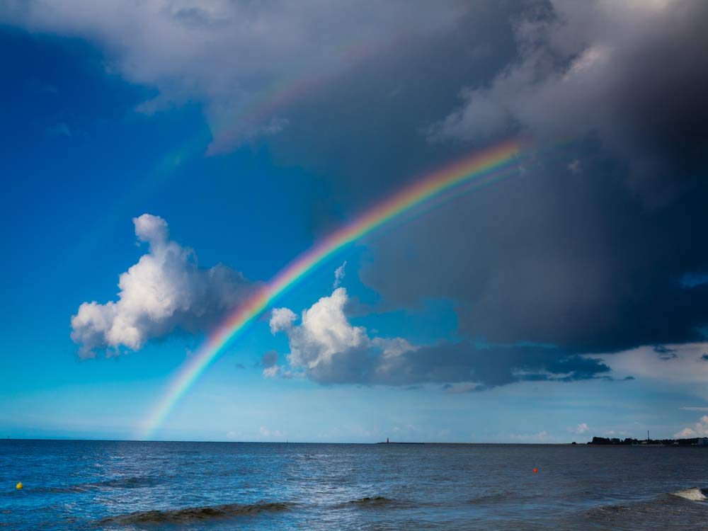 Rainbow over sea