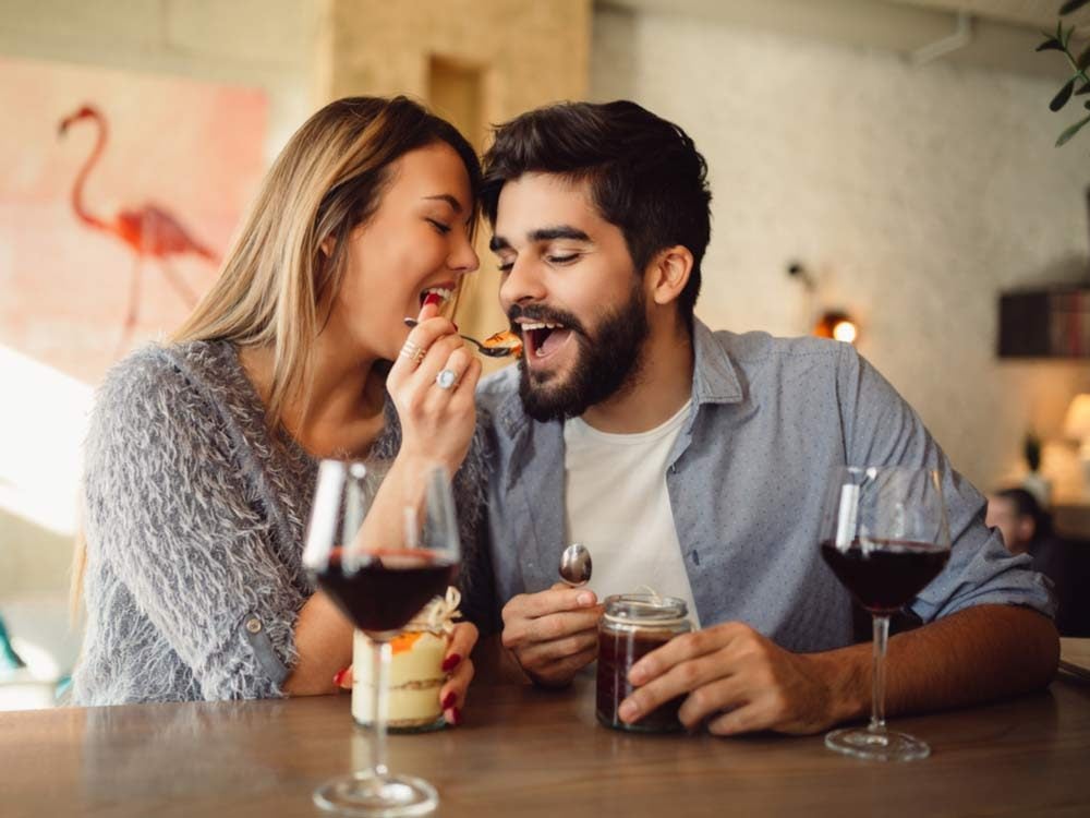 Young couple eating