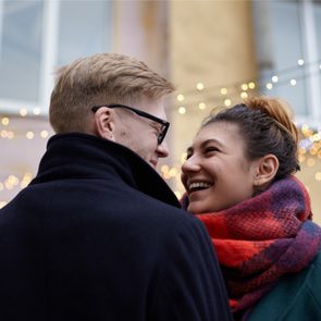 Young white couple laughing