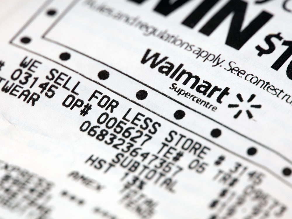 Walmart Canada receipt