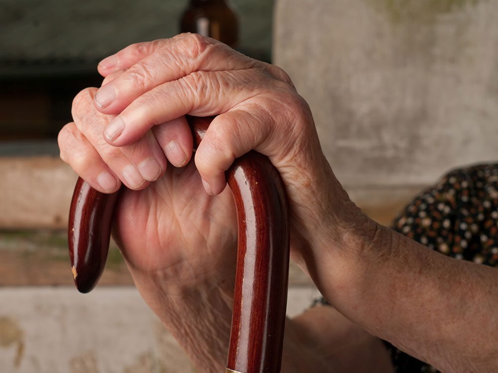 Close-up of elderly woman's hands