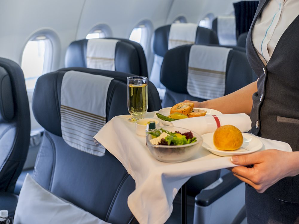 Serving meal on flight