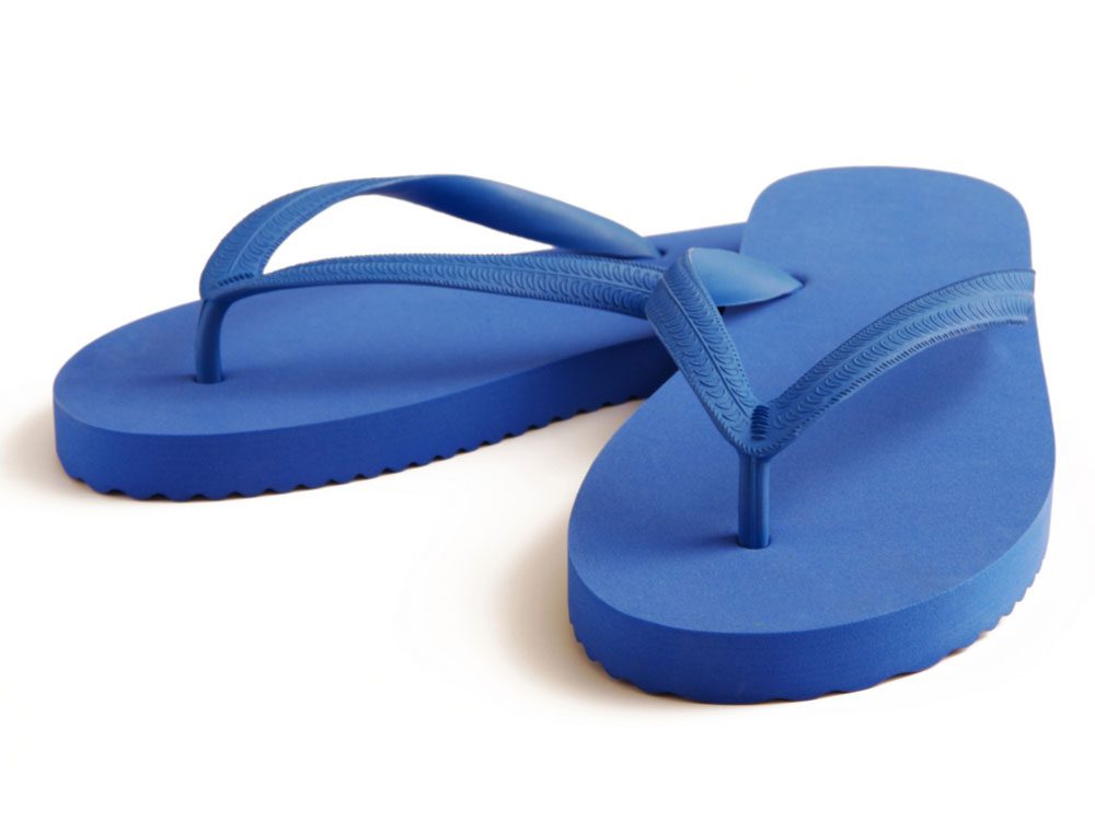 Ocean blue flip flops