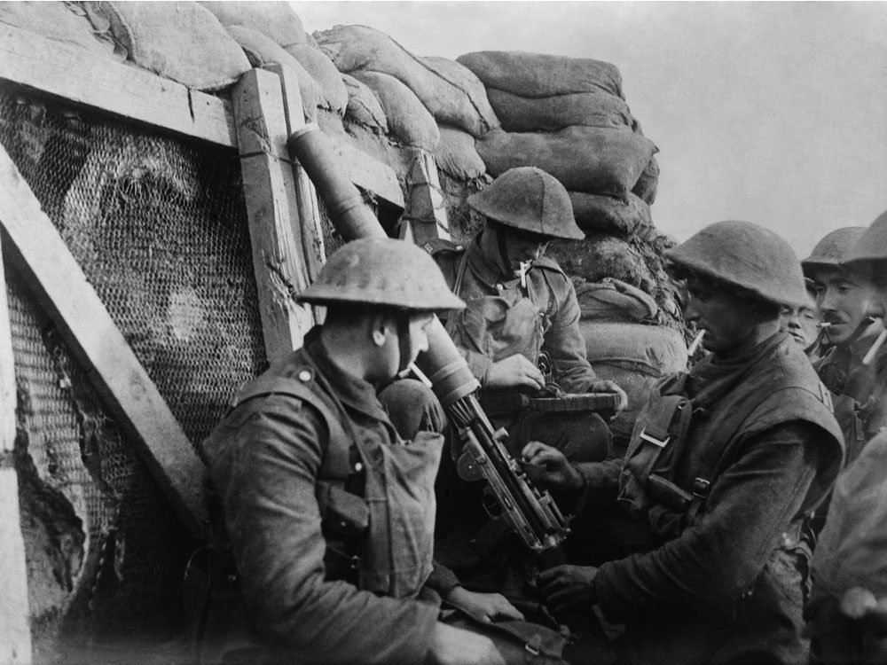 European soldiers in the trenches during WWI