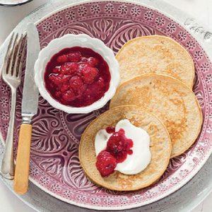 Quinoa Pancakes with Raspberry Compote
