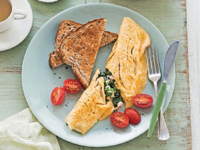 Spinach and feta omelettes