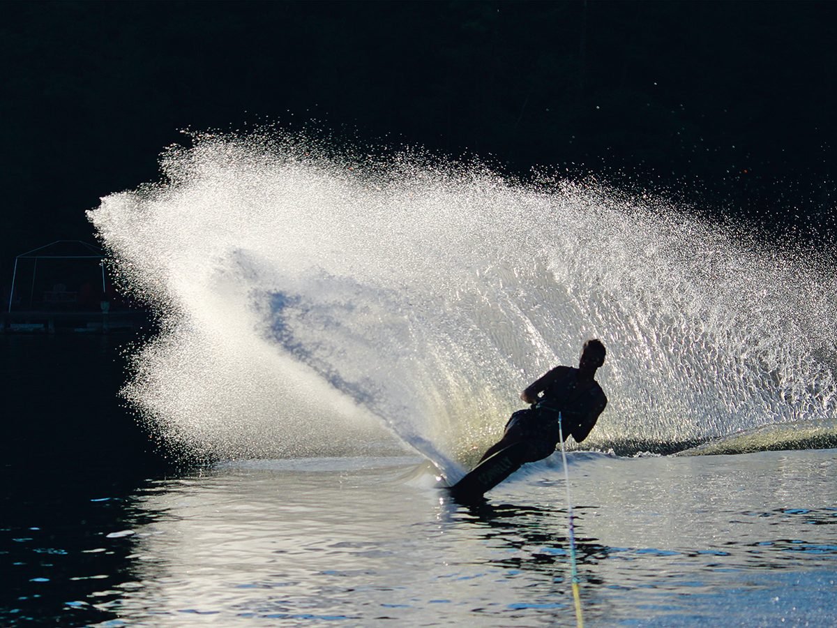 Making a Splash water photography - water ski in silhouette
