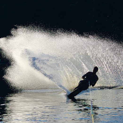 Splash photography - water ski in silhouette