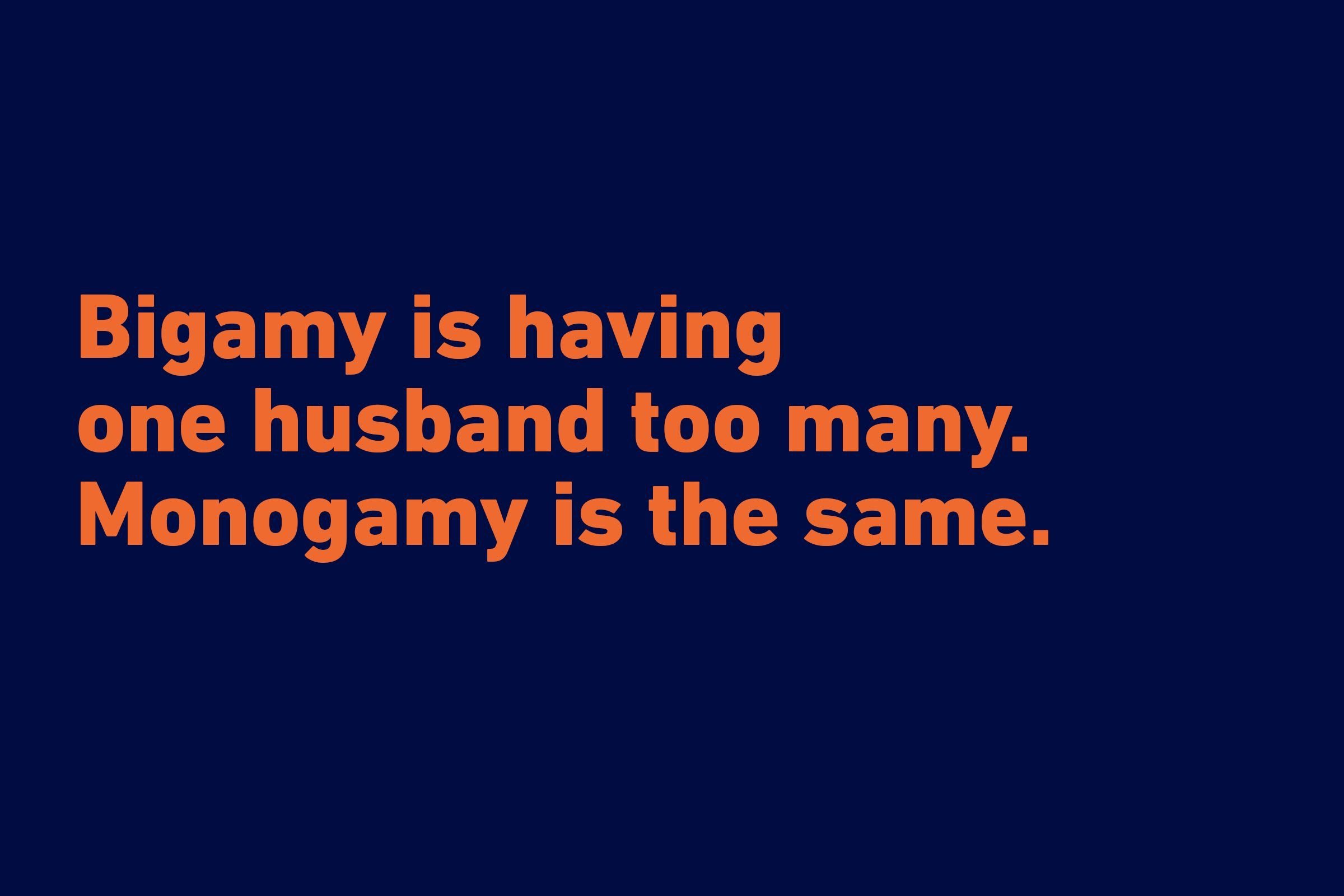 Wedding jokes about monogamy