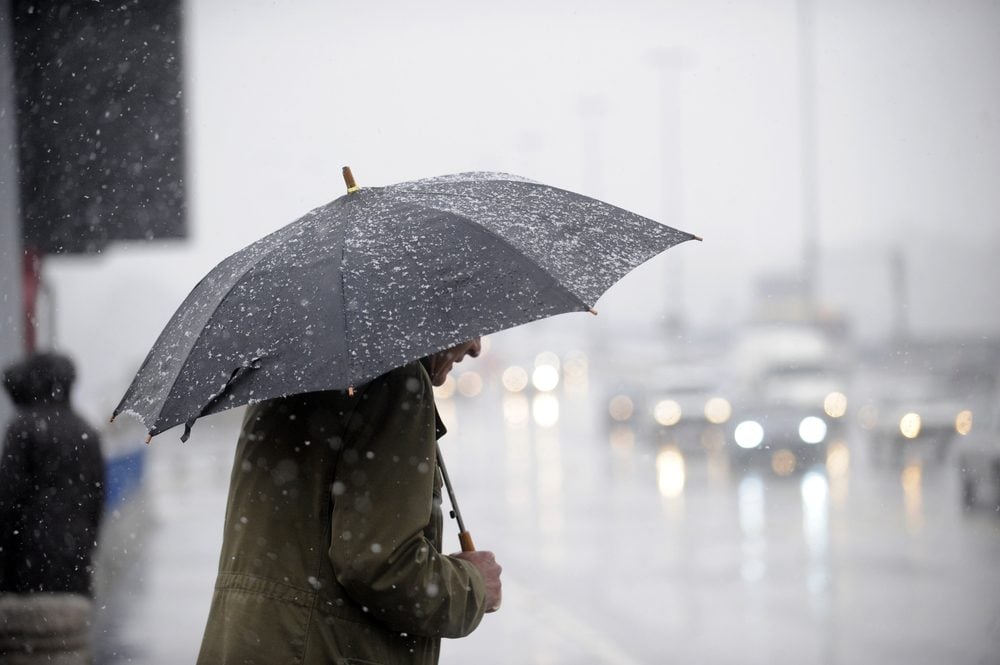 Man with umbrella in the rain