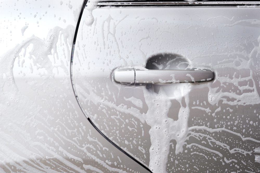 Car door being washed