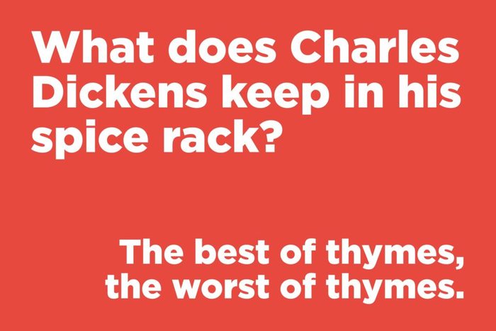 What does Charles Dickens keep in his spice rack?