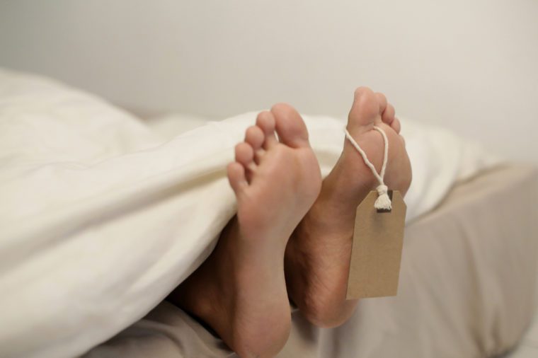 Cadaver with toe tag