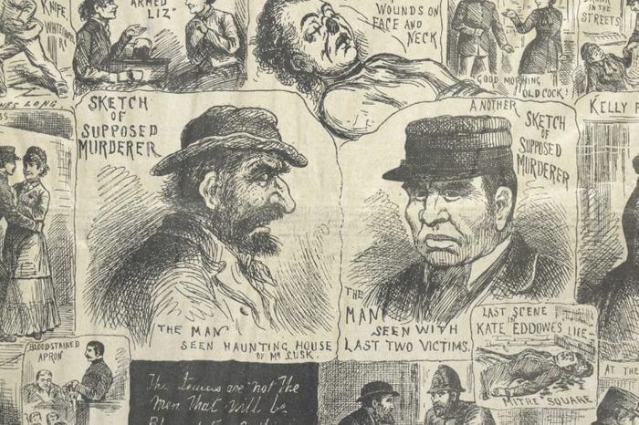 Two sketches of the murderer (Jack the Ripper) from The Illustrated Police News, 20th October, 1888 Art (Social history) - various