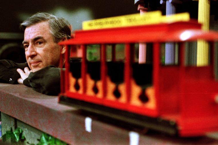 Mr. Rogers with toy train set