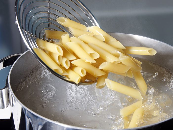 Use cooking spray when making pasta
