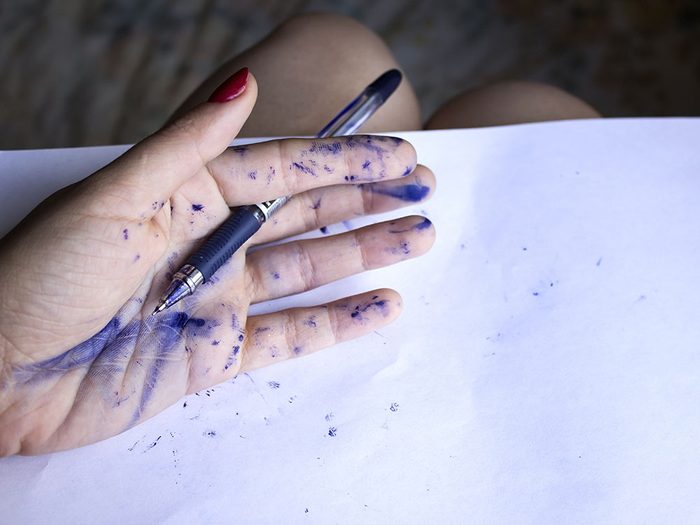 Use nail polish remover to eliminate ink stains