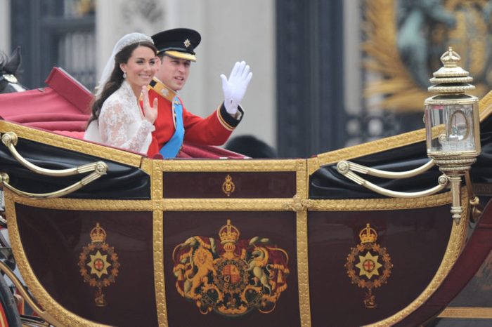 Prince William and Princess Catherine Makes Their Way Back to Buckingham Palace in an Open Carriage After Their Marriage