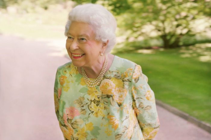 Queen Elizabeth II in the gardens of Buckingham Palace