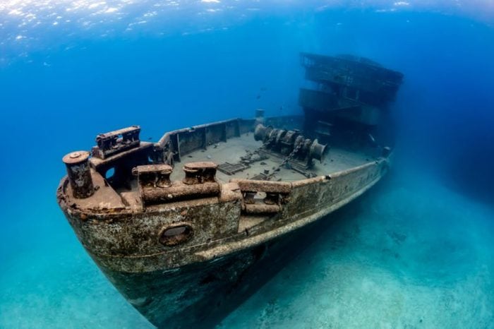Underwater Wreck of the USS Kittiwake - a large artificial reef in the Caribbean