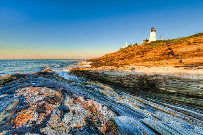 Early morning sunrise at the Pemaquid Point Lighthouse in Maine, USA