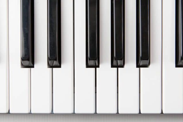 Piano keys viewed from above