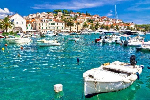 Turquoise waterfront of Hvar island in Dalmatia, Croatia